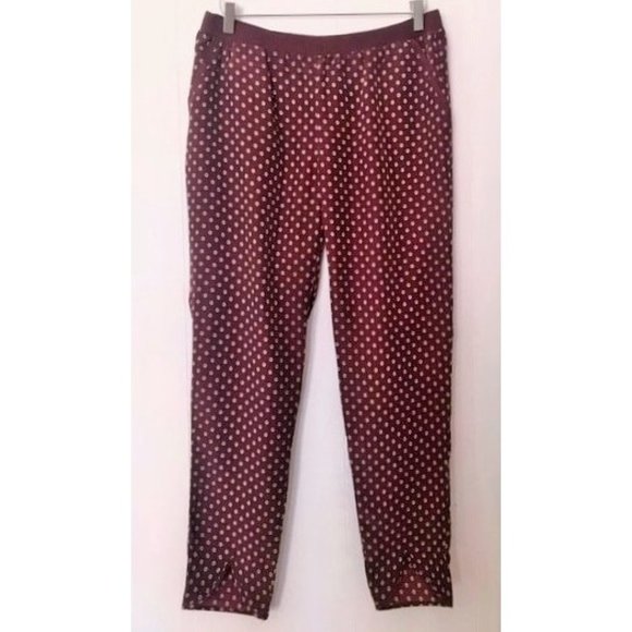 H&M BURGUNDY RED WHITE ICON PRINT SILKY PANTS SIZE 12 NWT - Picture 10 of 10